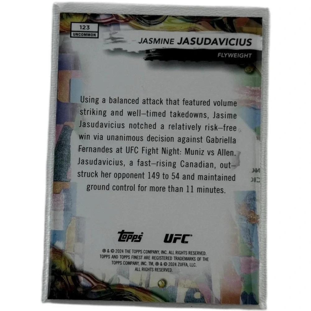 2024 Topps Finest UFC Jasmine Jasudavicius Uncommon Aqua Glitter Refractor‎ RC
